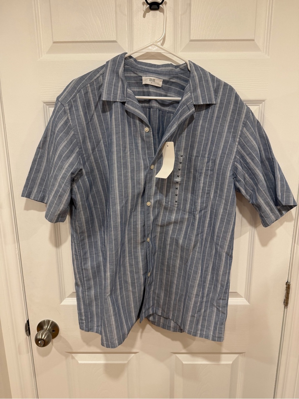Uniqlo Light Blue & White Vertical Stripe Button-Up Shirt